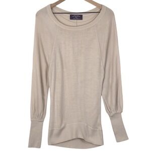 ZARA Sweater Women's Sz‎ S Beige Wide Cuffed Raglan Scoop Comfort Morocco L/S